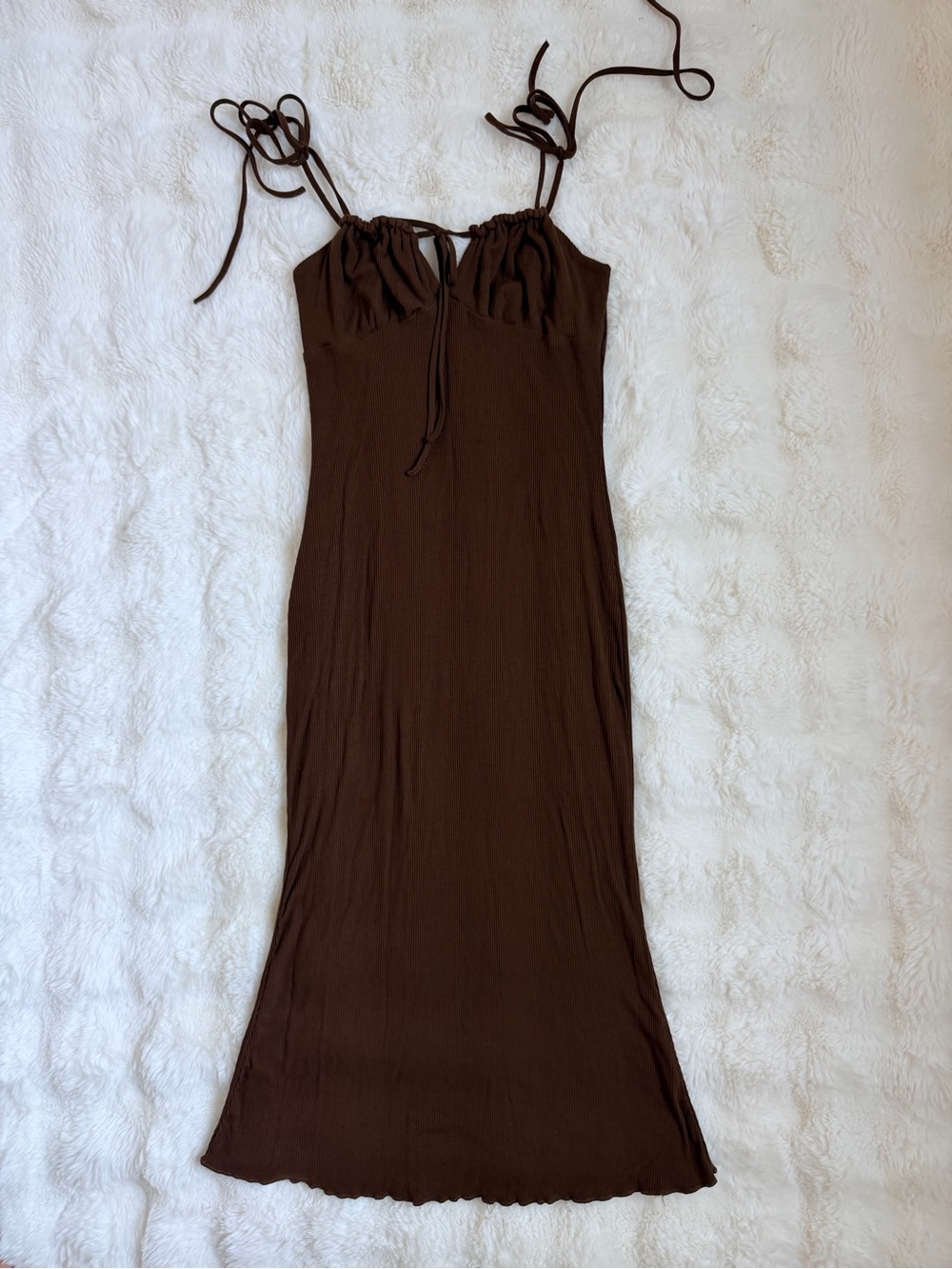 Women's Brown Tie-Strap Maxi Dress